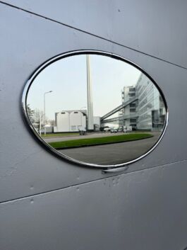 Ovale Art deco verchroomde spiegel 