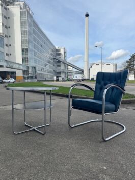 Gispen 412 fauteuil uit 1948 met skai bekleding